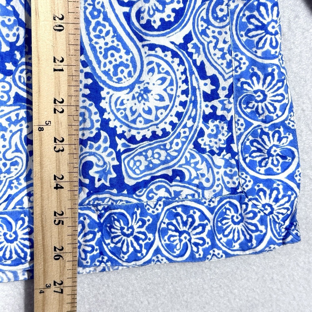 Gretchen Scott Top Womens Large Blue Paisley Tunic Resortwear Coastal V Neck - Picture 12 of 14